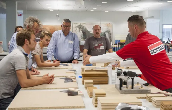 Impression event parquet adhesive in the Soudal Academy